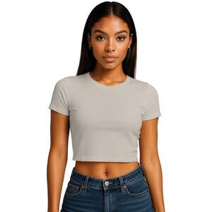 Casual Classics Womens/Ladies Combed Cotton Crop T-Shirt / Stone
